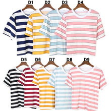 Load image into Gallery viewer, Korean Inspired Big Stripes Hanging Tee Summer Feels